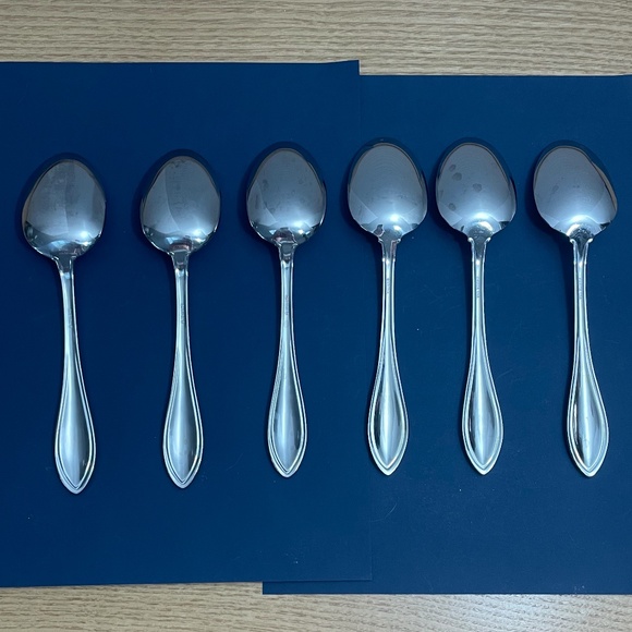 Oneida Arbor American Harmony Set of 6 Oval Soup Spoons Stainless Flatware USA - Picture 3 of 6